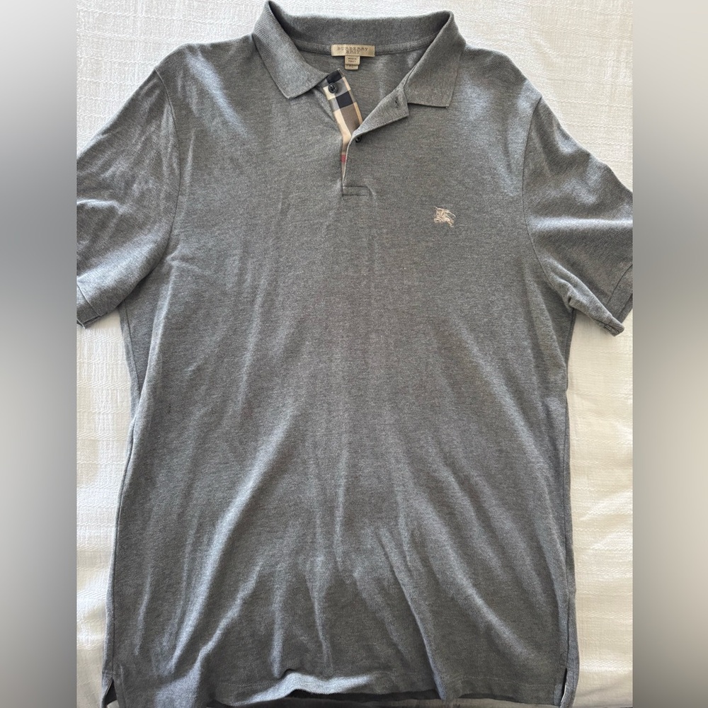 Gray Burberry Polo Shirt